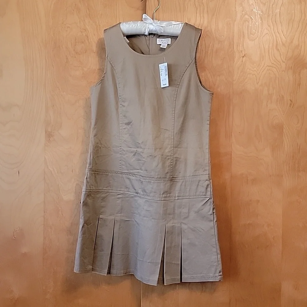 The Children's Place Khaki Sleveless Pleated Dress